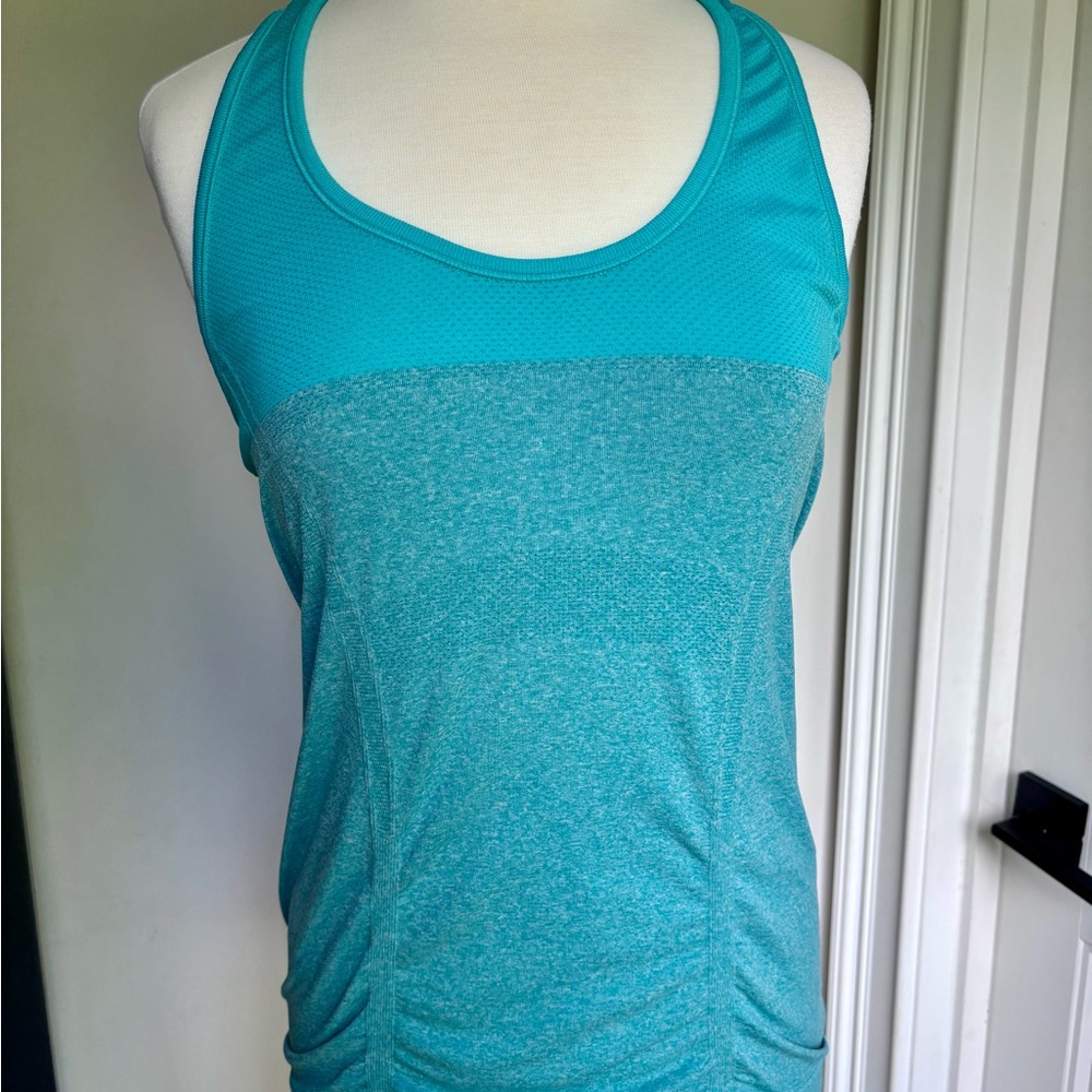 Athleta Teal Ruched Sleeveless Tank Top